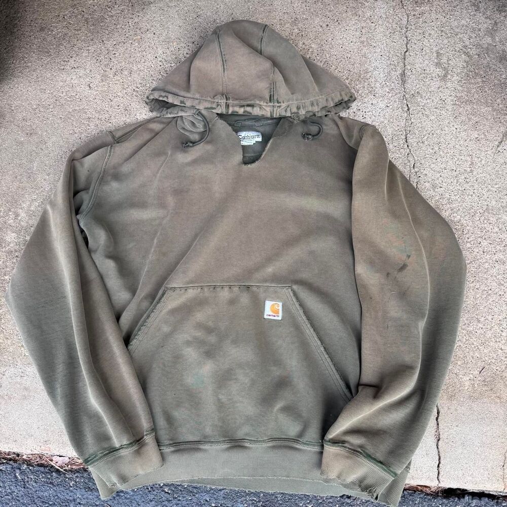 Carhartt Men's Khaki and Green Hoodie